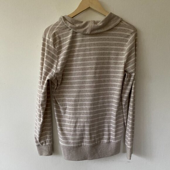 Banana Republic Pullover Sweater Womens Medium Cream Striped V-neck Minimalist - Picture 6 of 7